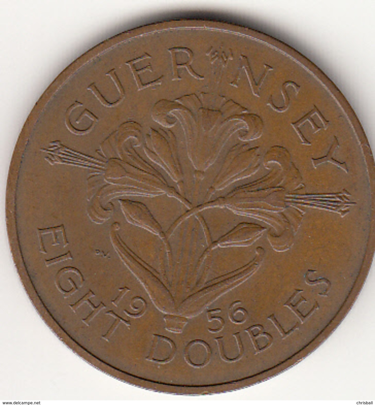 Guernsey Coin 8doubles 1956 Condition Very Fine - Guernesey