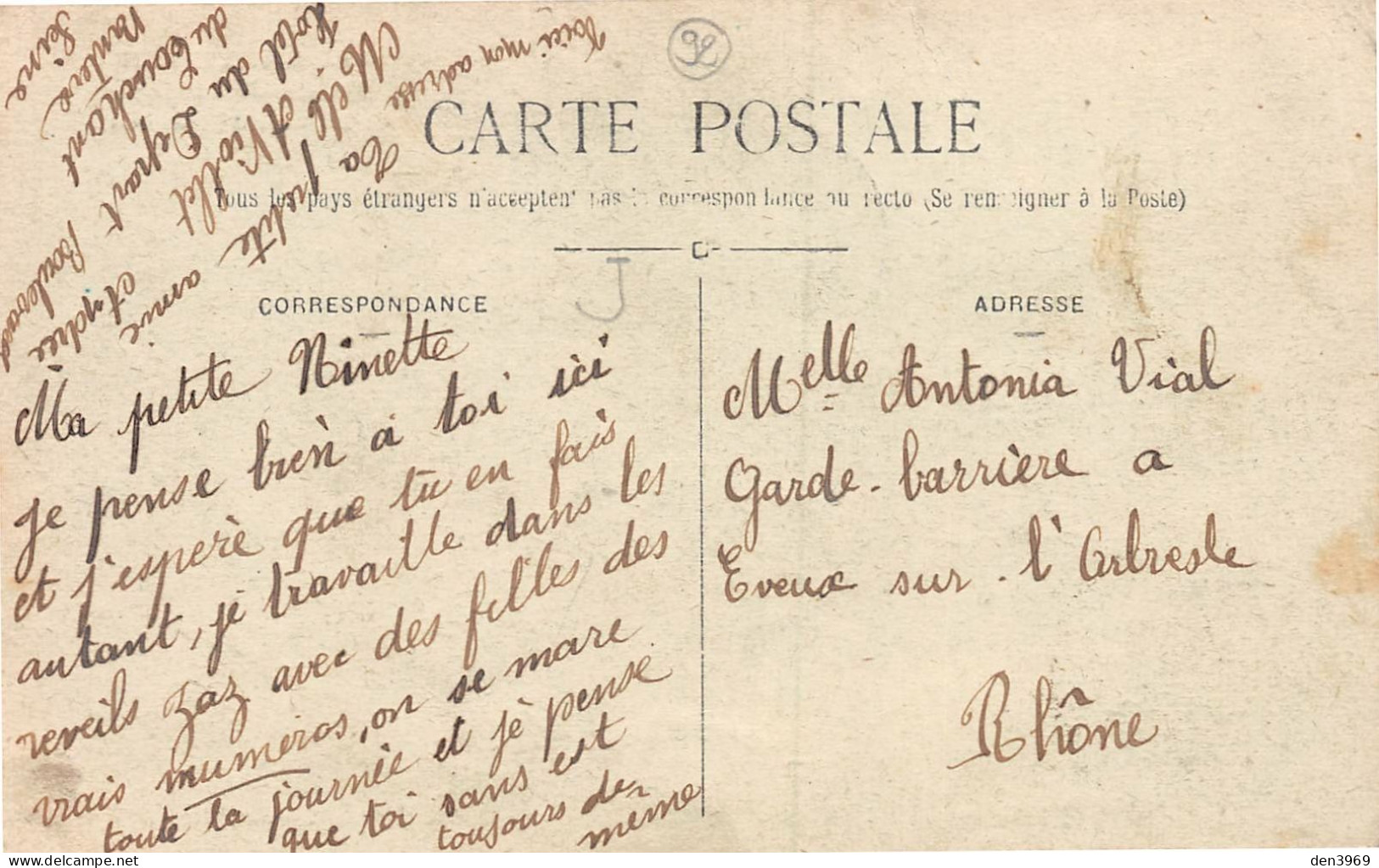 NANTERRE (Hauts-de-Seine) - Route De Paris, Rue Sadi Carnot - Voyagé 1924 (2 Scans) Vial Garde-barrière Eveux/l'Arbresle - Nanterre