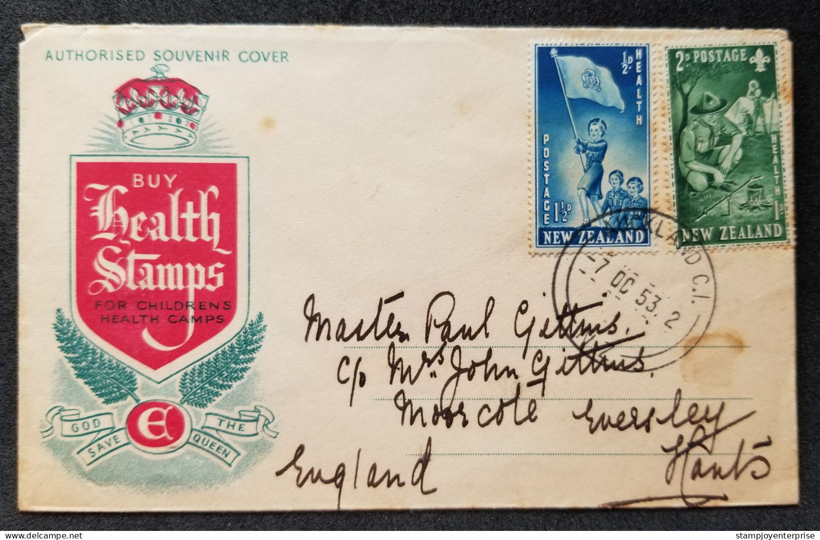 New Zealand Health Girl Guide Boy Scout 1953 Scouting Jamboree Scouts (FDC) *addressed - Brieven En Documenten