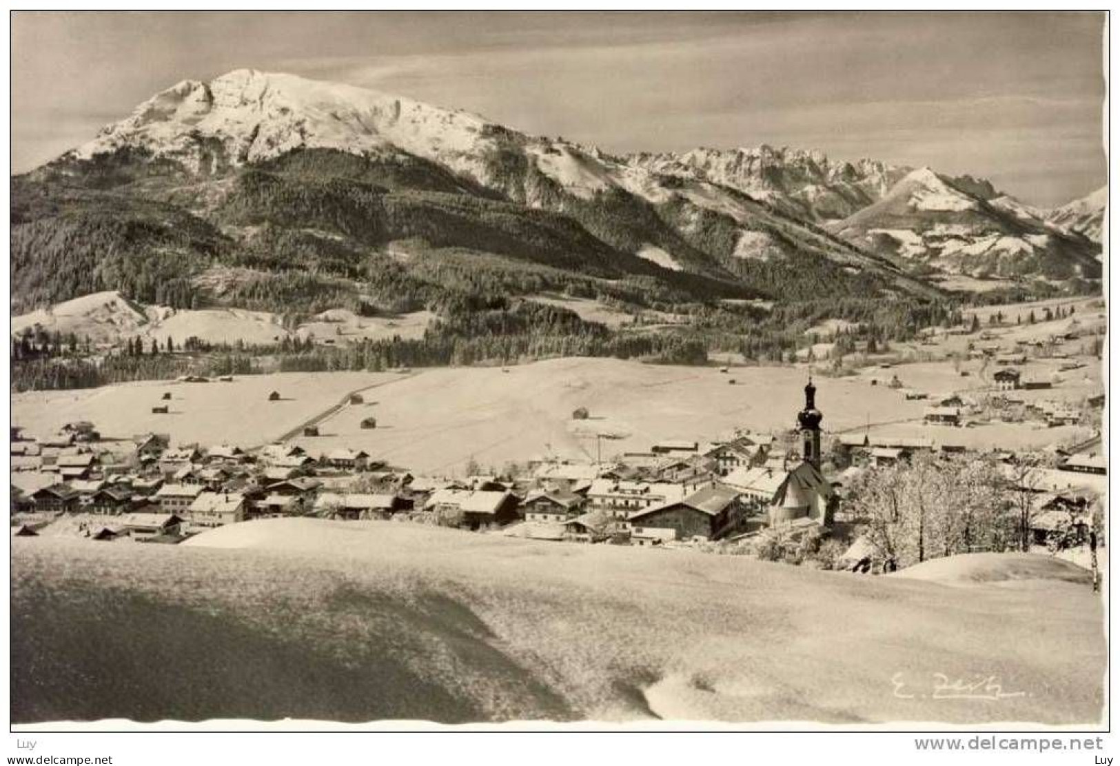 REIT Im WINKL Mit Unterberg Und Wildem Kaiser. Winterlandschaft, Gebirge, Foto Karte - Reit Im Winkl