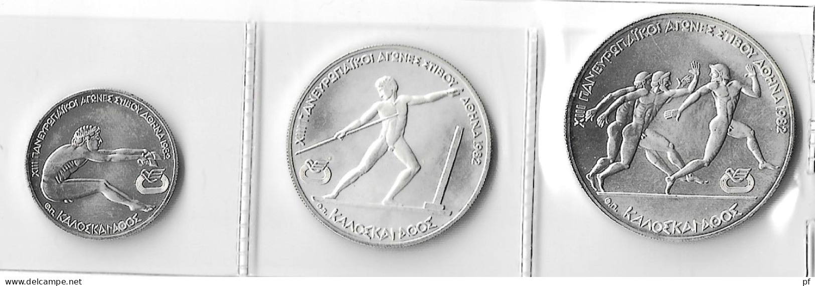 3 Silver Coins :100 - 250 En 500 Drachmes 1981 European Athletic (Ag)  UNC /vFDC - Grecia