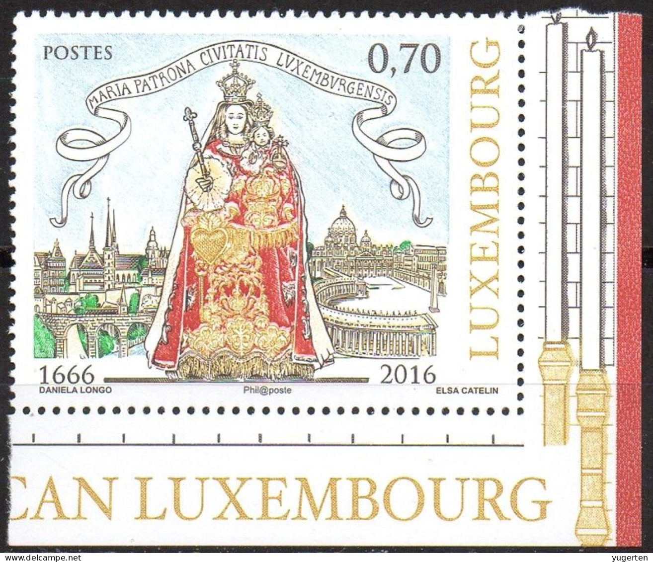 LUXEMBOURG 2016 - 1v - MNH - JOINT ISSUE Vatican - Virgin Mary - Emission Commune - Vierge Marie - Emissione Congiunta - Gemeinschaftsausgaben