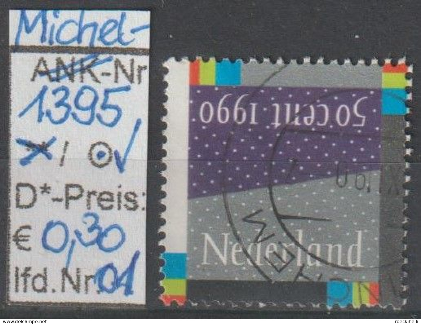 1990 - NIEDERLANDE - SM "Dez.marke-Inschrift " 50 C Mehrf. - O  Gestempelt - S.Scan (1395o 01-02 Nl) - Oblitérés