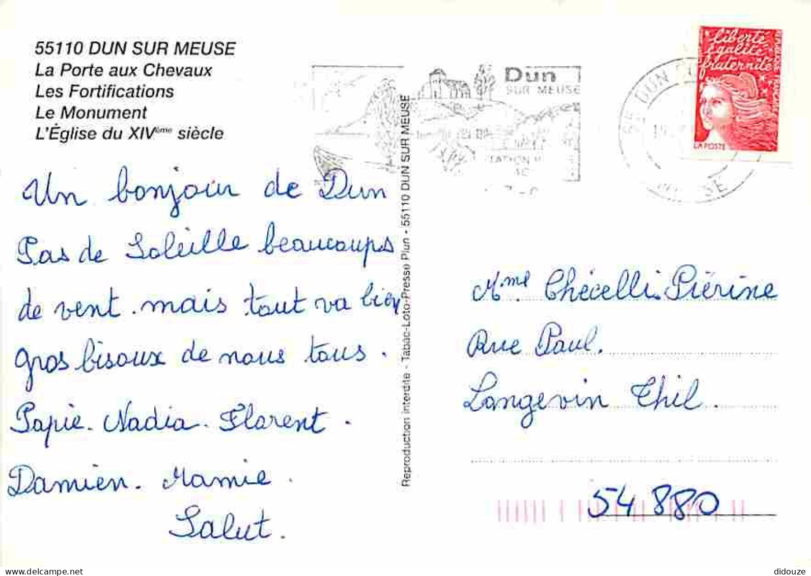 55 - Dun Sur Meuse - Multivues - Blasons - Flamme Postale - CPM - Voir Scans Recto-Verso - Dun Sur Meuse