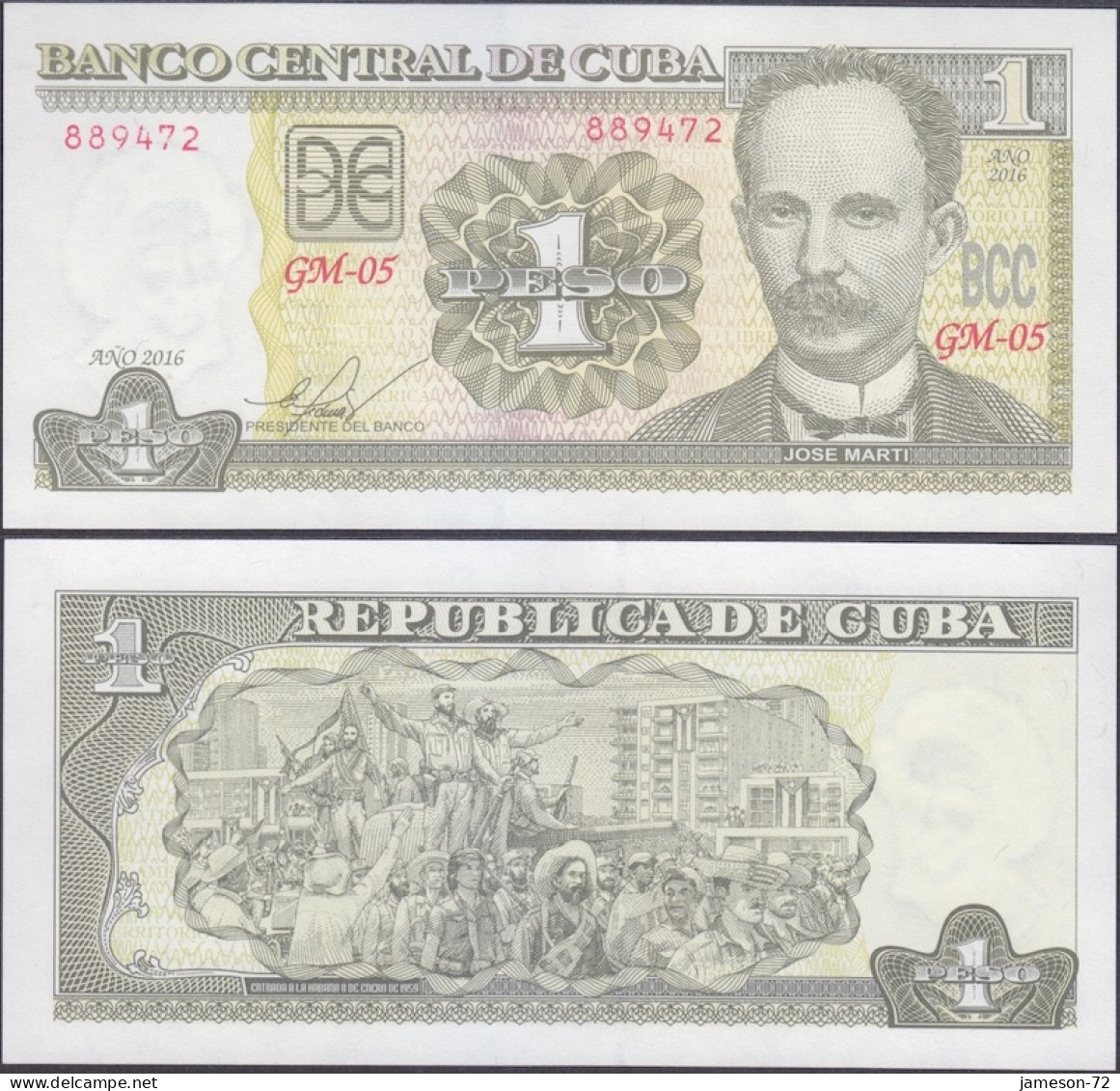 CUBA - 1 Peso 2016 P# 128g America Banknote - Edelweiss Coins - Cuba