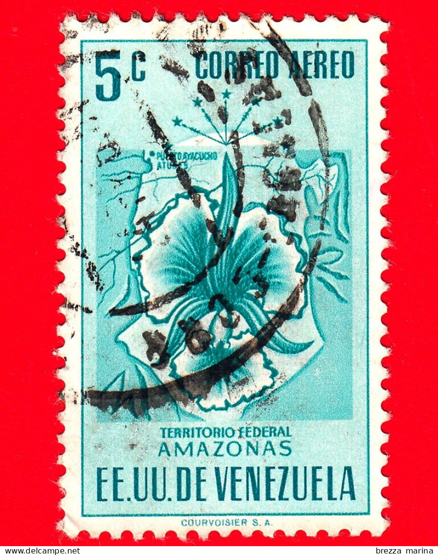 VENEZUELA - Usato - 1953 - Stemma Dello Stato Di Amazonas - Arms - 5 - P. Aerea - Venezuela