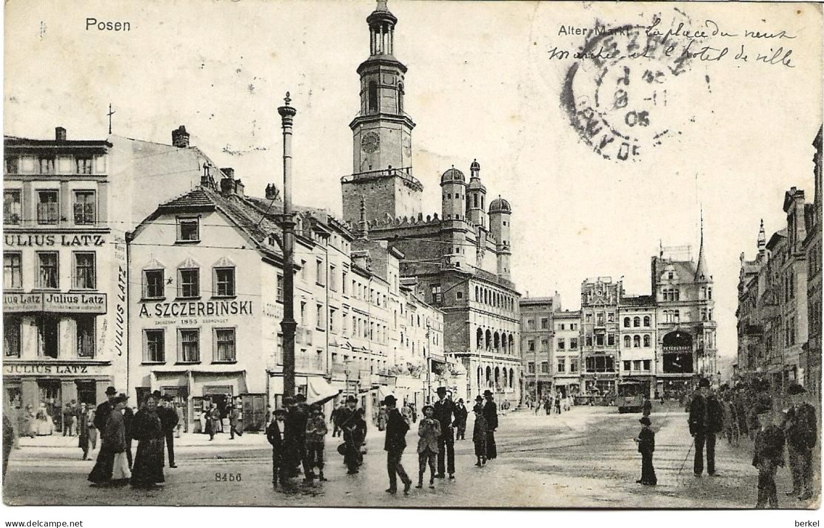 POZNAN POLEN POSEN  ALTER MARKT 1908 Nach Frankreich 438 D1 - Polonia