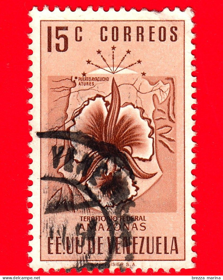 VENEZUELA - Usato - 1953 - Stemma Dello Stato Di Amazonas - Arms - 15 - Venezuela