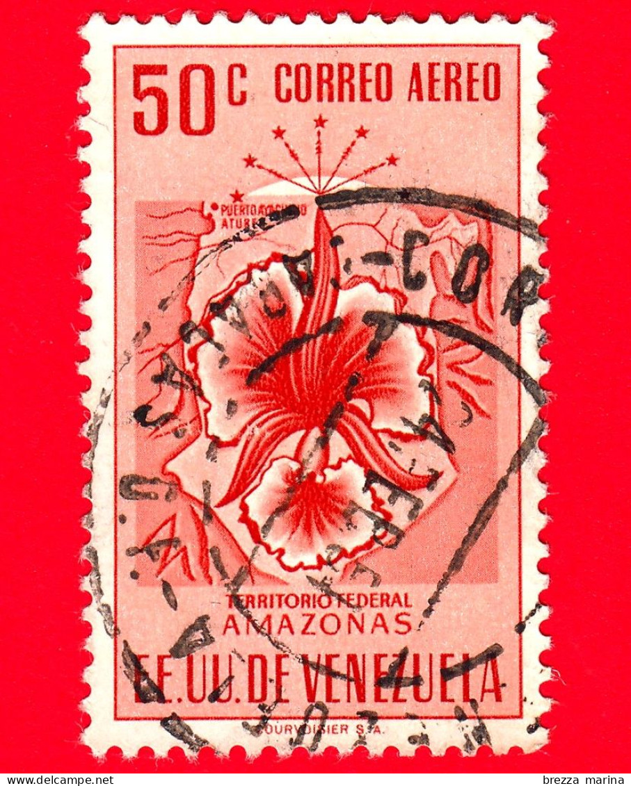 VENEZUELA - Usato - 1953 - Stemma Dello Stato Di Amazonas - Arms - 50 - P. Aerea - Venezuela