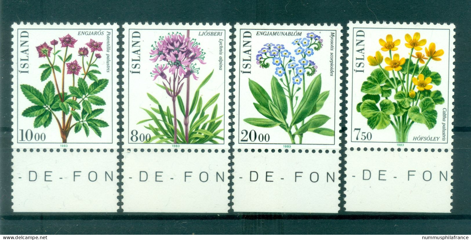 Islande 1983 - Y & T N. 545/48 - Flore (Michel N. 592/95) - Ongebruikt