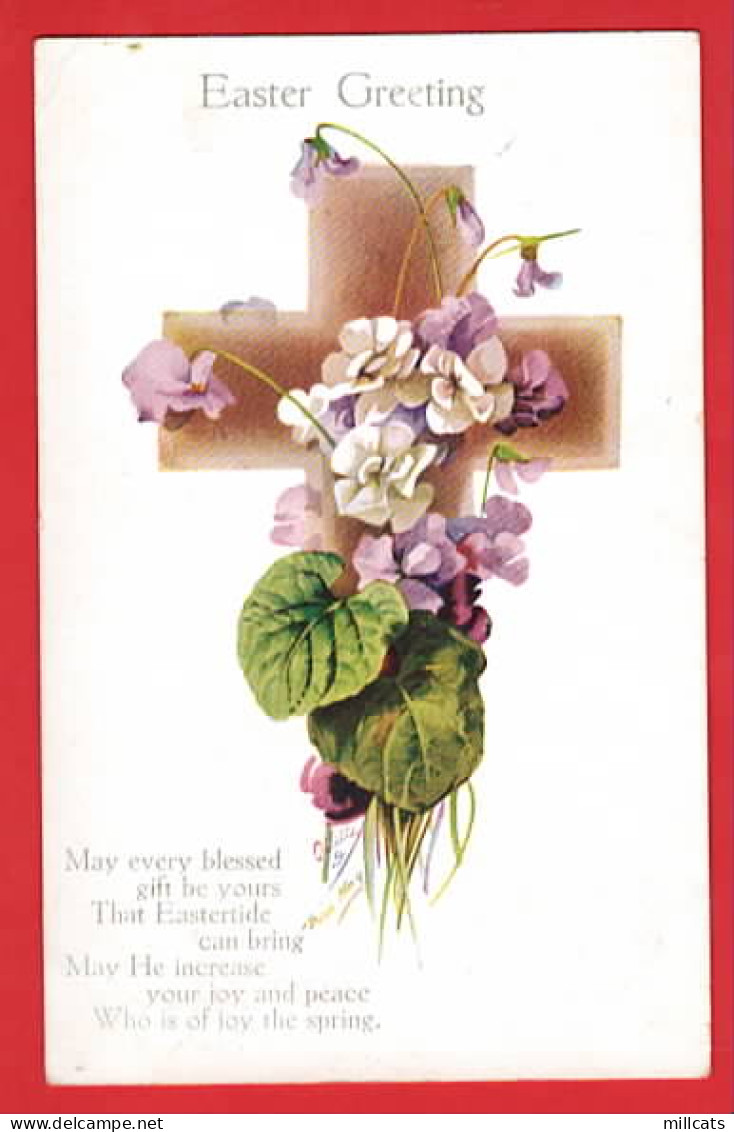 EASTER  FLOWER ON CROSS  RAPHAEL TUCK FLORAL CROSSES  SERIES - Tuck, Raphael