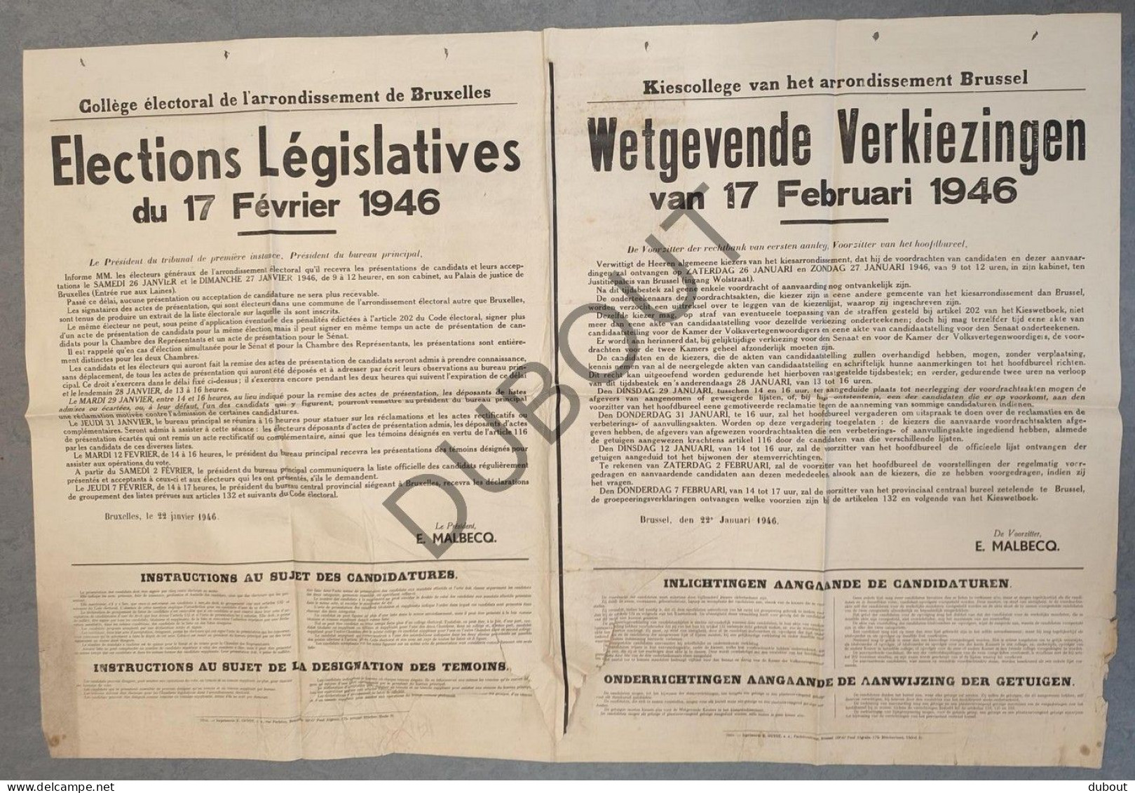 WOII - Affiche - 1946 - Wetgevende Verkiezingen Arondissement Brussel  (P407) - Affiches