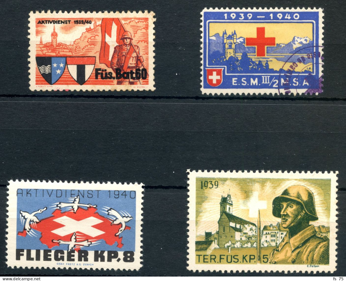 SUISSE - LOT DE 7 VIGNETTES GUERRE 1939 / 1945 - OBLITEREES ET AVEC CHARNIERES - Vignetten