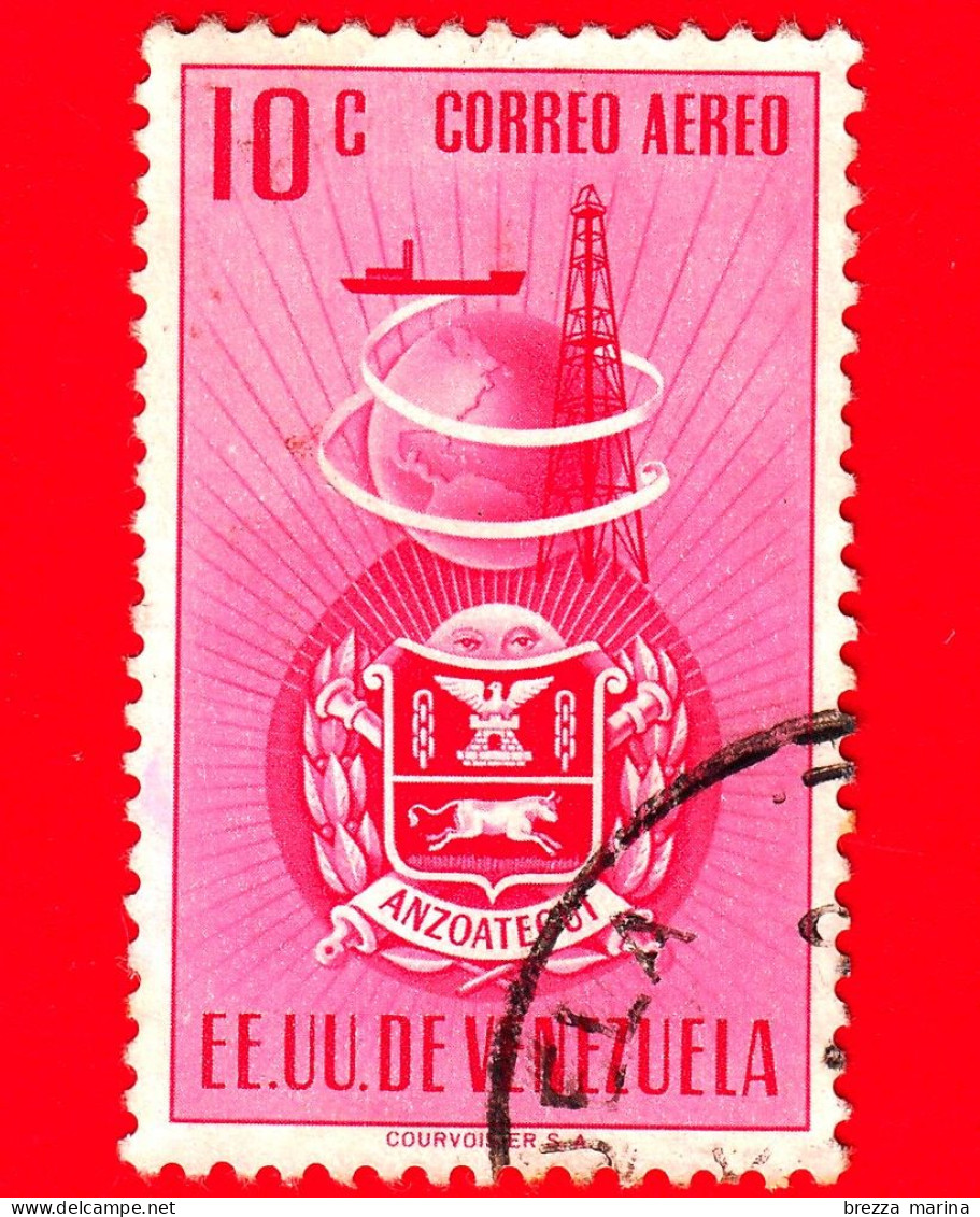 VENEZUELA - Usato - 1951 - Stemma Dello Stato Di Anzoategui - Arms - 10 - P. Aerea - Venezuela
