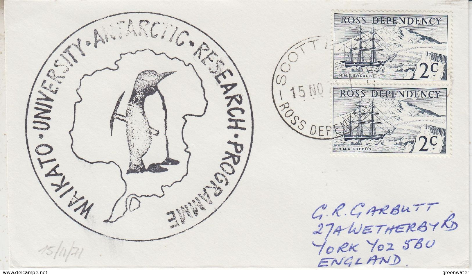 Ross Dependency 1971 Ca Waikato University Ca Scott Base 7 FE 1971 (SO215) - Storia Postale