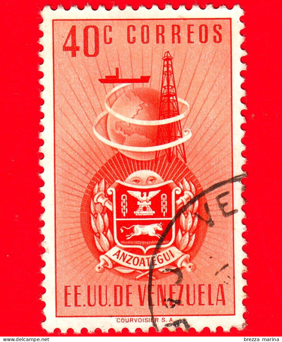 VENEZUELA - Usato - 1951 - Stemma Dello Stato Di Anzoategui - Arms - 40 - Venezuela