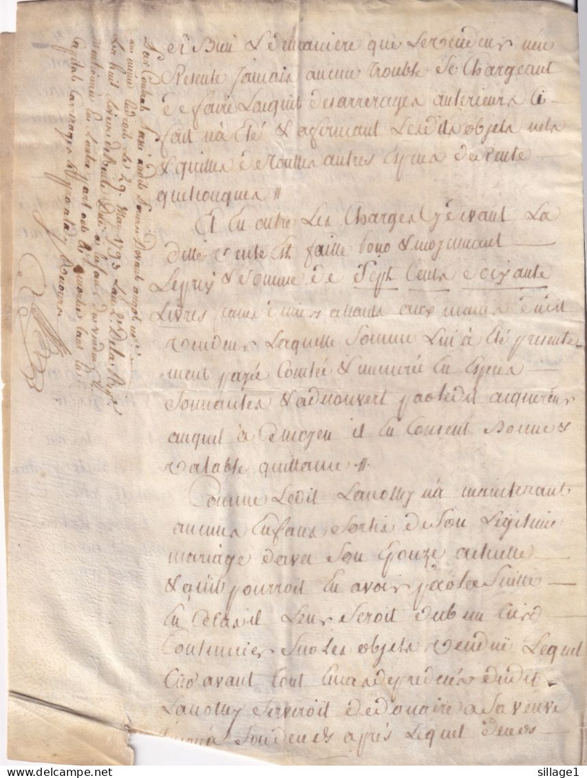 Parchemin Du 18e Siècle - Document Velin - Manuscrit De 7 Pages 19 Novembre 1788 HAMBIE G. DE CAEN - Manuscripts