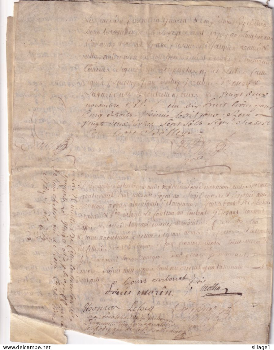 Parchemin Du 18e Siècle - Document Velin - Manuscrit De 7 Pages 19 Novembre 1788 HAMBIE G. DE CAEN - Manuscripts