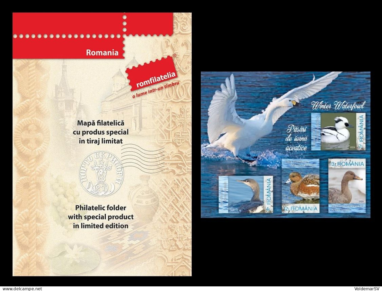 Romania 2024 Mih. 8288B/91B (Bl.978B) Fauna. Birds. Winter Waterfowl (imperf) MNH ** - Neufs