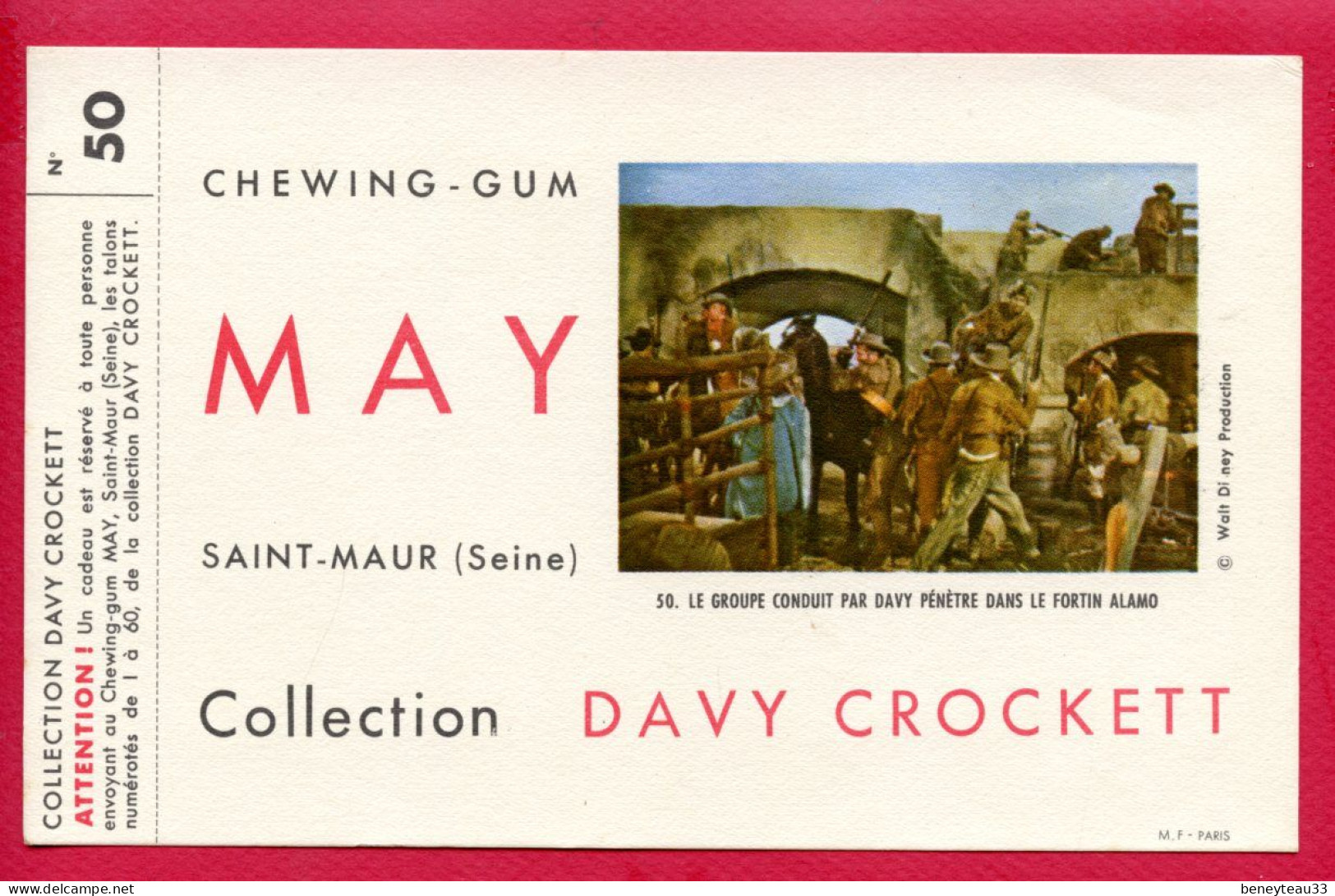 BUVARDS (Réf : BUV 026) CHEWING-GOM MAY St-MAUR (seine) Collectio DAVY CROCKETT - Koek & Snoep