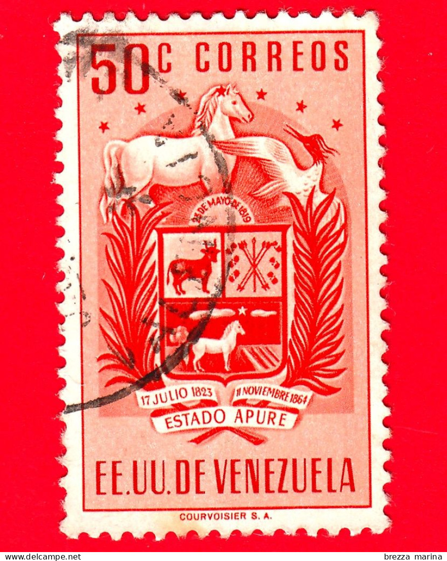 VENEZUELA - Usato - 1953 - Stemma Dello Stato Di Apure - Arms - 50 - Venezuela