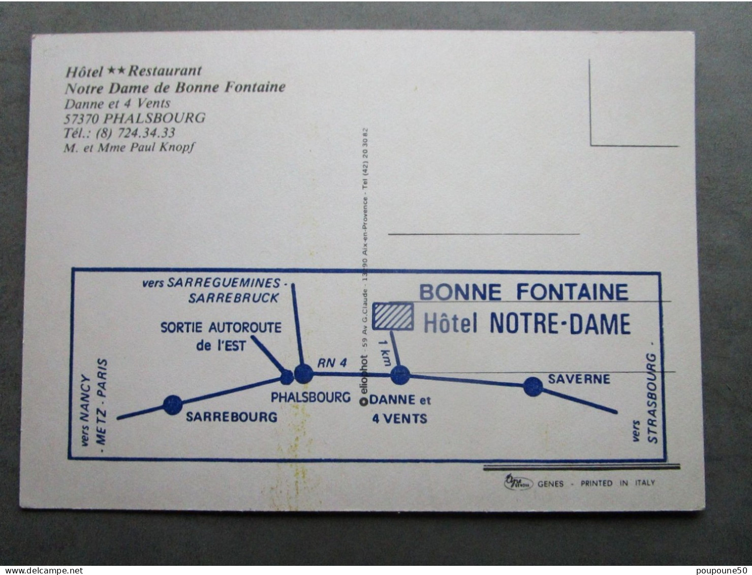 CP 57 Moselle Route De Phalsbourg DANNE ET 4 VENTS  - Hôtel Restaurant M. Et Mme KNOPF " Notre Dame De Bonne Fontaine " - Phalsbourg