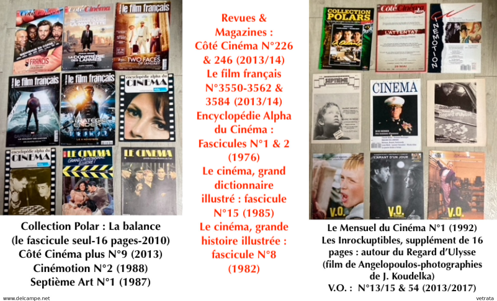 CINÉMA : 104 objets (Livres-Revues-Magazines-Plaquettes-Cartes-Affiches-Signets-Dossiers de Presse) = 5 Livres/20 Revues