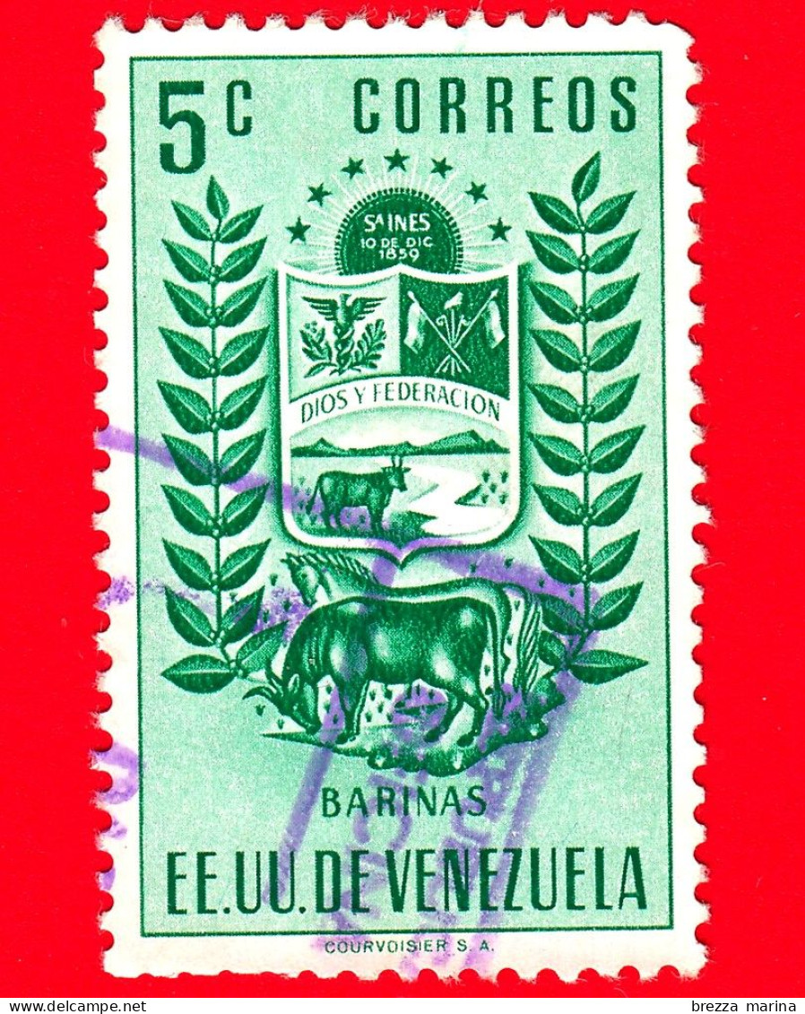 VENEZUELA - Usato - 1953 - Stemma Dello Stato Di Barinas - Arms - 5 - Venezuela