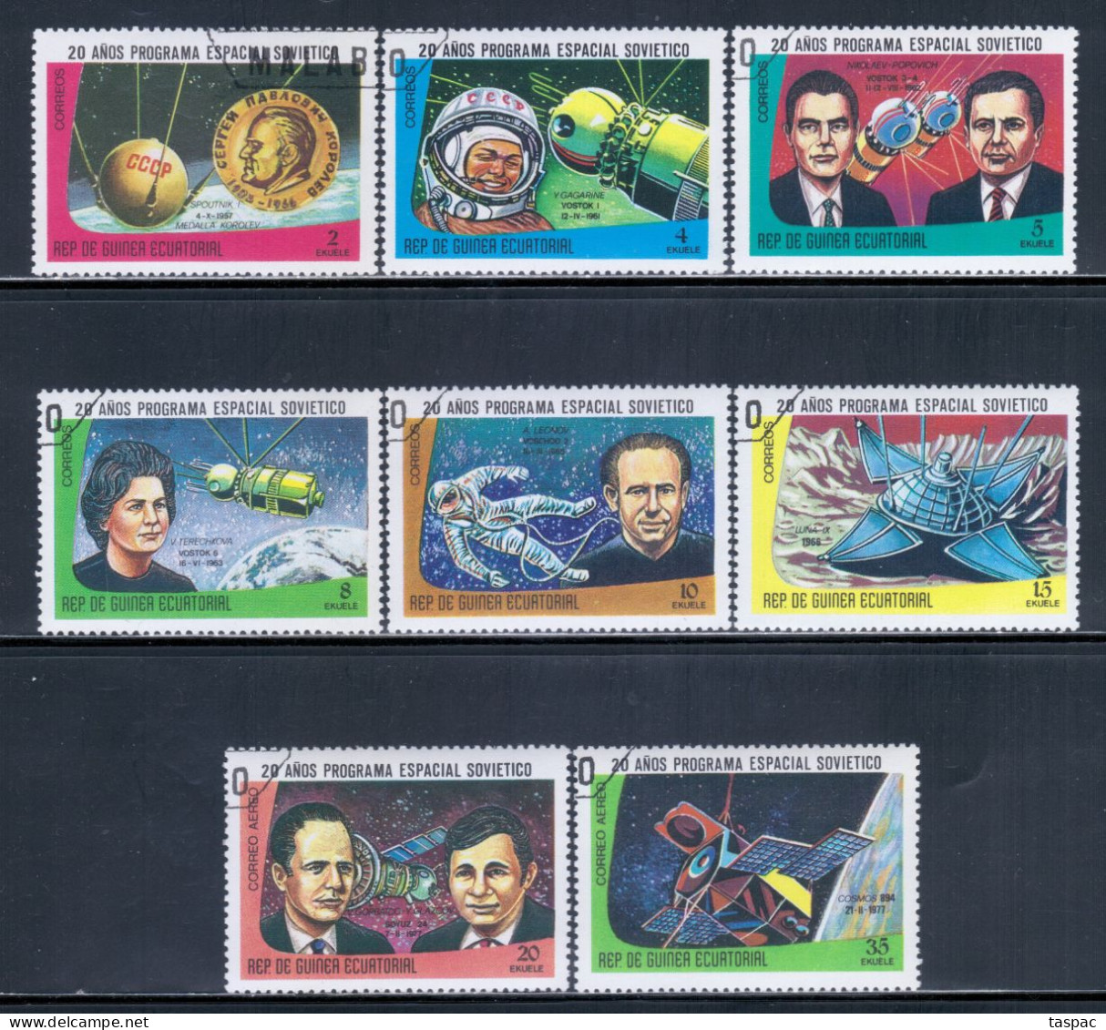 Equatorial Guinea 1978 Mi# 1269-1276 Used - USSR Space Program, 20th Anniv. - Equatorial Guinea