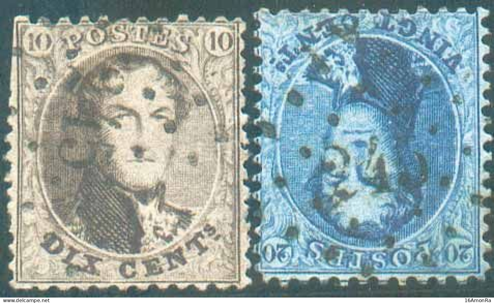 N°14/15 - Médaillons 10 Et 20 Centimes Obl. LP.245 MESSANCY Idéalement Apposées Sur Chaque Valeur. - TTB - 22087 - 1863-1864 Médaillons (13/16)