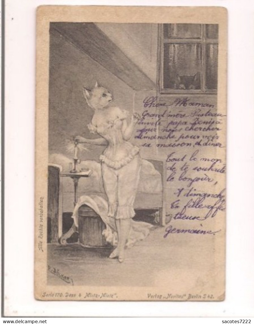 FEMME LEGEREMENT DENUDEE TETE DE CHAT - Série 170 Dess 4 Mietz-mietz" - BERLIN - - Dressed Animals