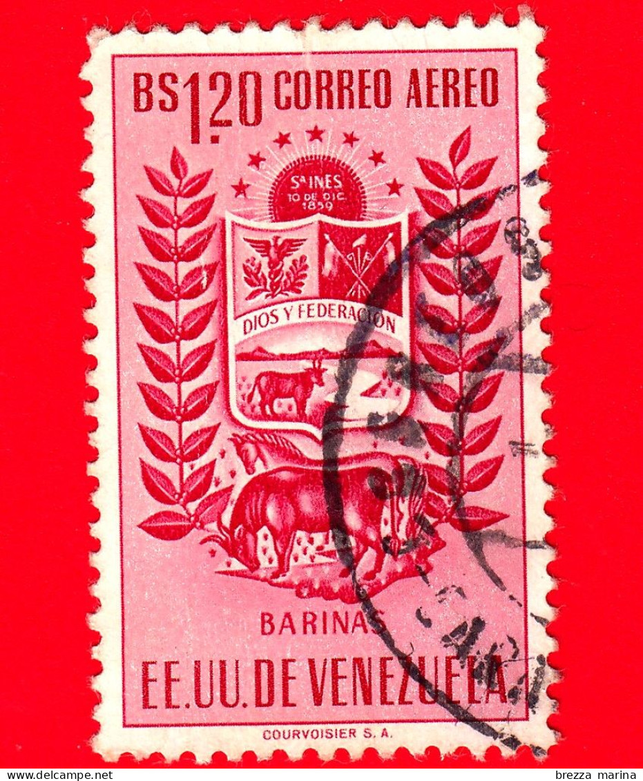 VENEZUELA - Usato - 1953 - Stemma Dello Stato Di Barinas - Arms - 1.20 - P. Aerea - Venezuela