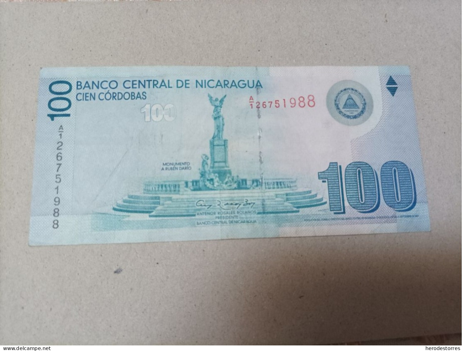 Billete Nicaragua, 100 Córdobas, Año 2007, Serie A - Nicaragua