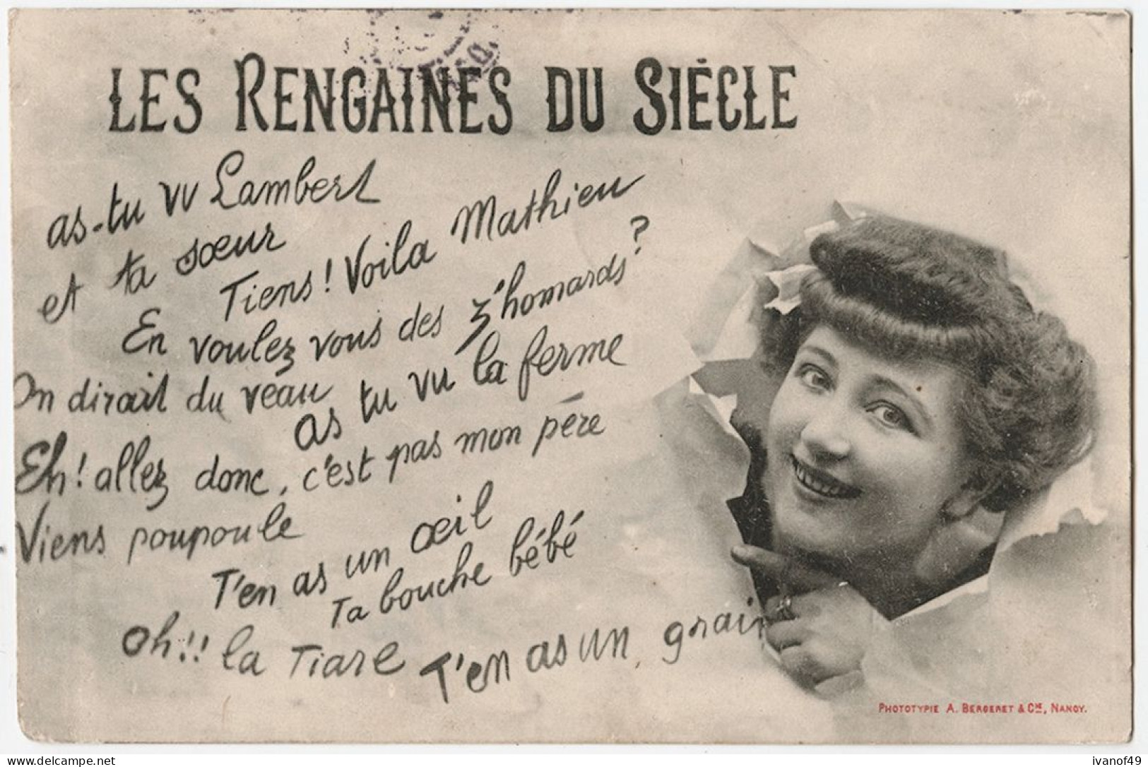 LES RENGAINES DU SIECLE- CPA - Illustrateur BERGERET- Précurseur 1904 - Bergeret