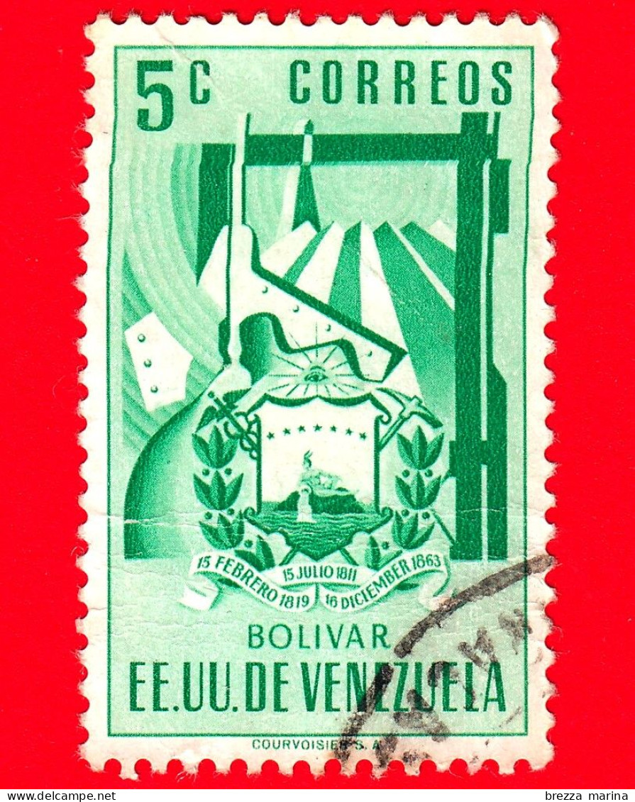 VENEZUELA - Usato - 1952 - Stemma Dello Stato Di Bolivar - Arms - 5 - Venezuela