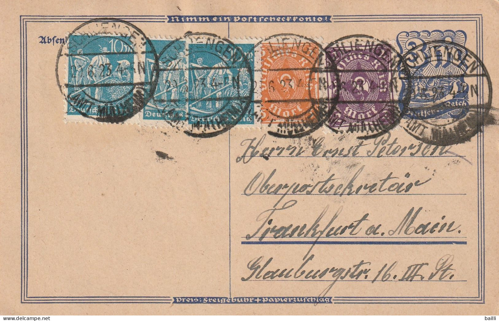 Allemagne Entier Postal Inflation Schliengen 1923 - Cartes Postales