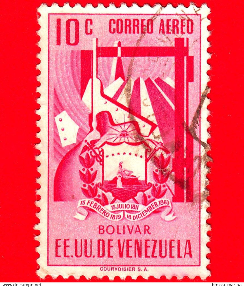 VENEZUELA - Usato - 1952 - Stemma Dello Stato Di Bolivar - Arms - 10 - P. Aerea - Venezuela