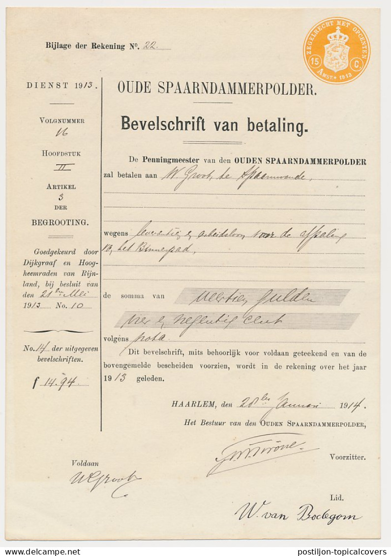 Fiscaal Droogstempel - Bevelschrift Oud Spaarndammerpolder 1914 - Revenue Stamps