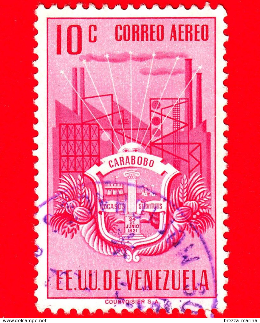 VENEZUELA - Usato - 1951 - Stemma Dello Stato Di Carabobo - Arms - 10 - P. Aerea - Venezuela