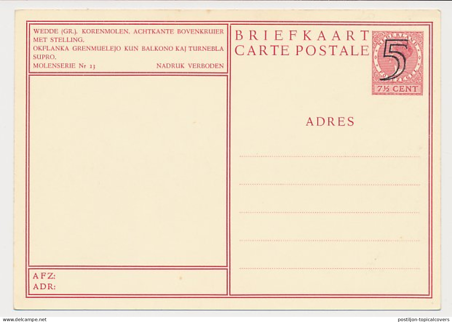 Briefkaart G. 285 W - Postal Stationery