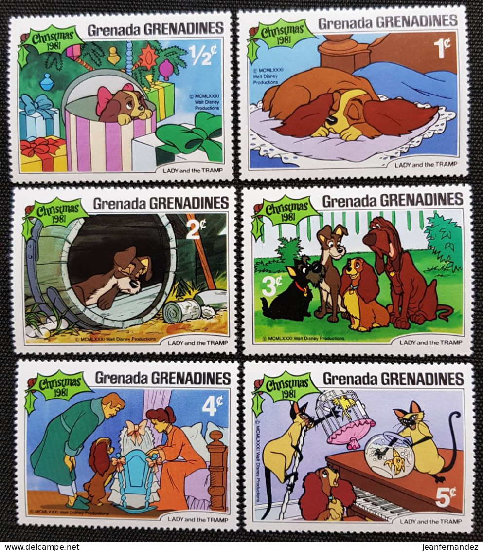 Grenadines 1981 Christmas - Scenes From Walt Disney's Cartoon Film "Lady And The Tramp   Stampworld N° 460 à 462_464_465 - St.Vincent & Grenadines