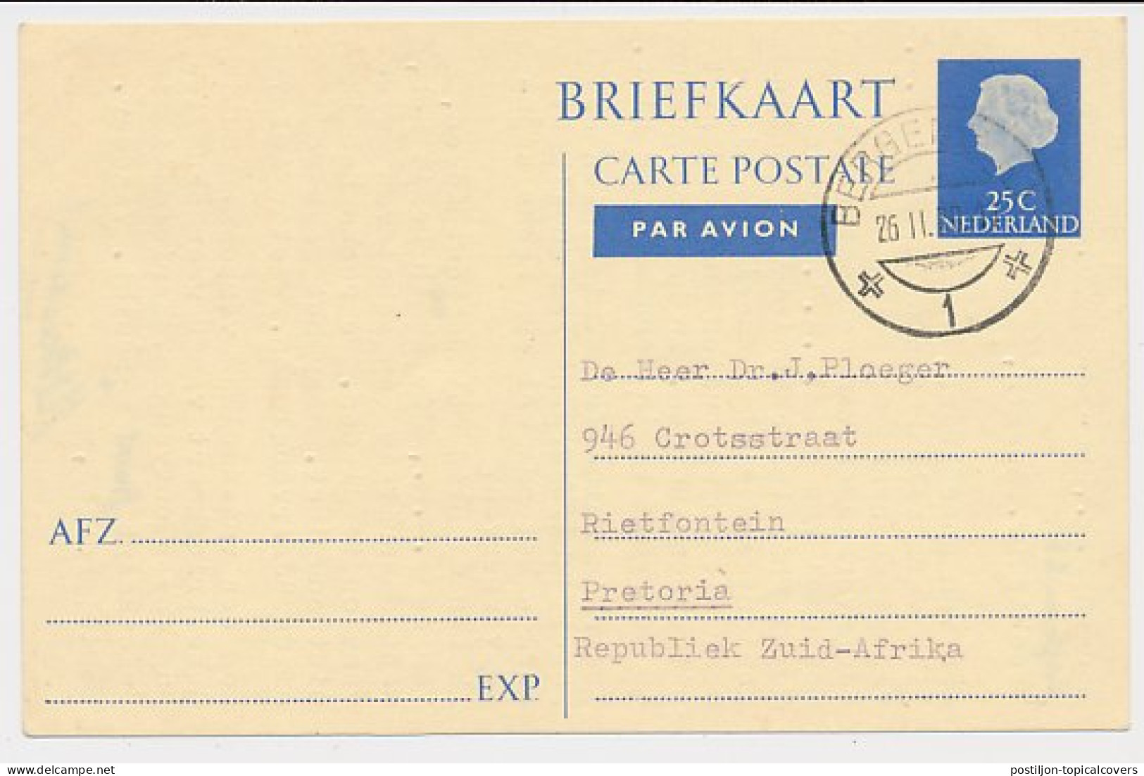 Briefkaart G. 341 Bergen - Pretoria Zuid Afrika 1970 - Material Postal
