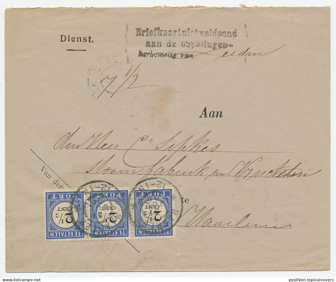 Em. Port 1894 Dienst Envelop Haarlem  - Unclassified