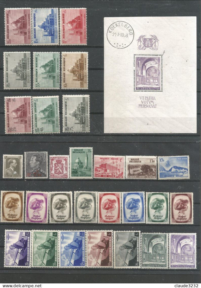 Belgique : Timbres  Neufs** (année 1938 Complète) - Collections