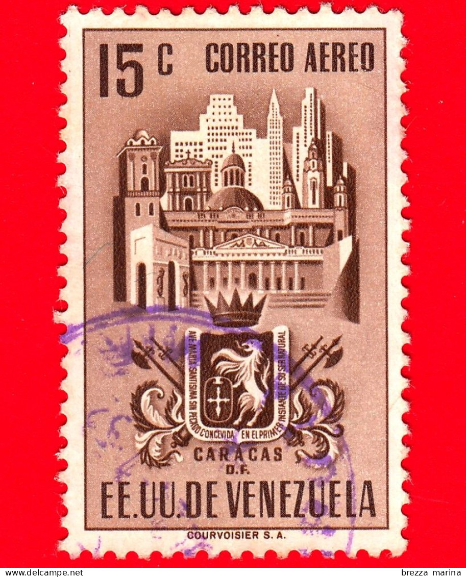 VENEZUELA - Usato - 1951 - Stemma Dello Stato Di Caracas - Arms - 15 - P. Aerea - Venezuela