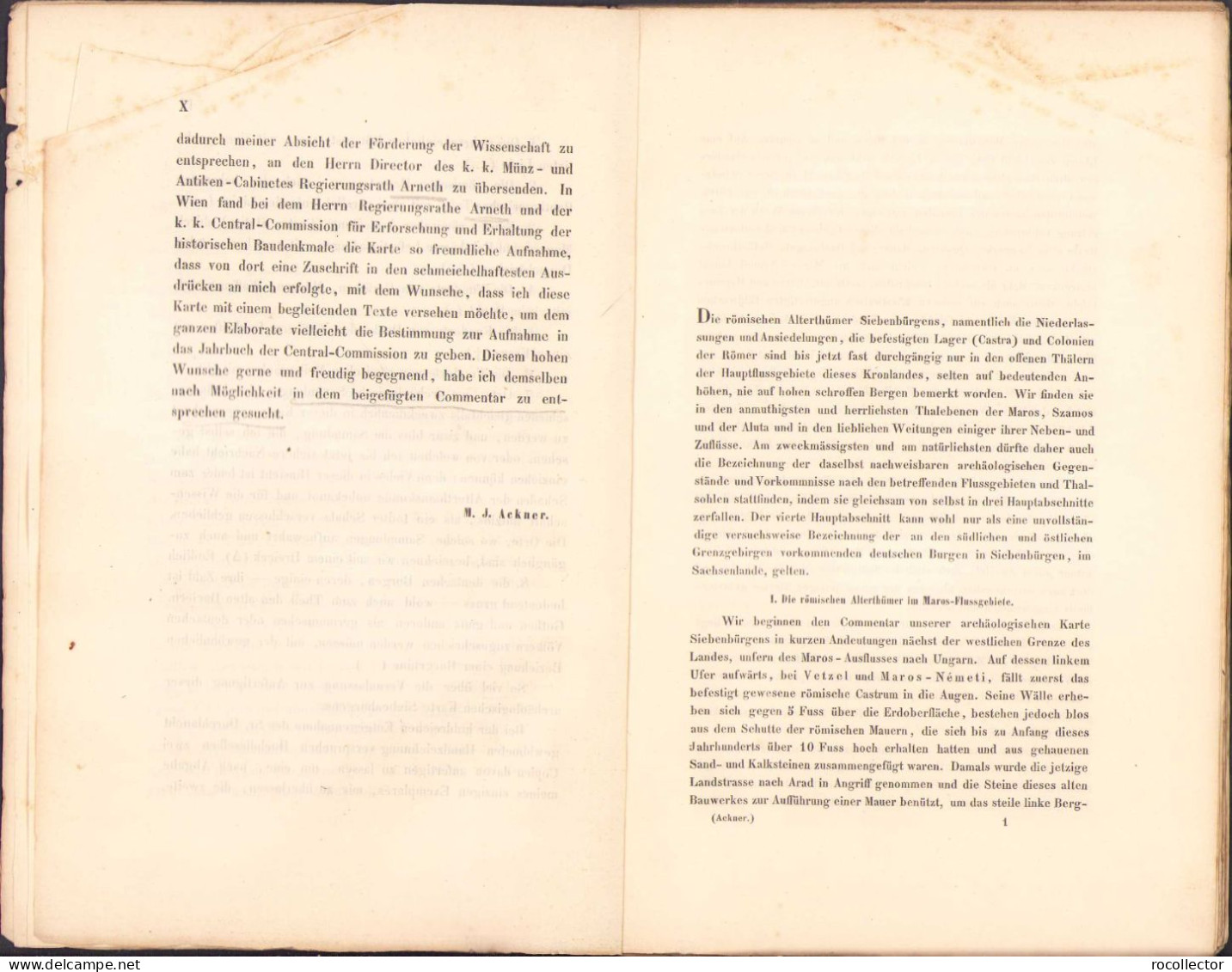 Die Römischen Alterthümer Und Deutschen Burgen In Siebenbürgen Von M. J. Ackner 1857 Wien 85SP - Livres Anciens