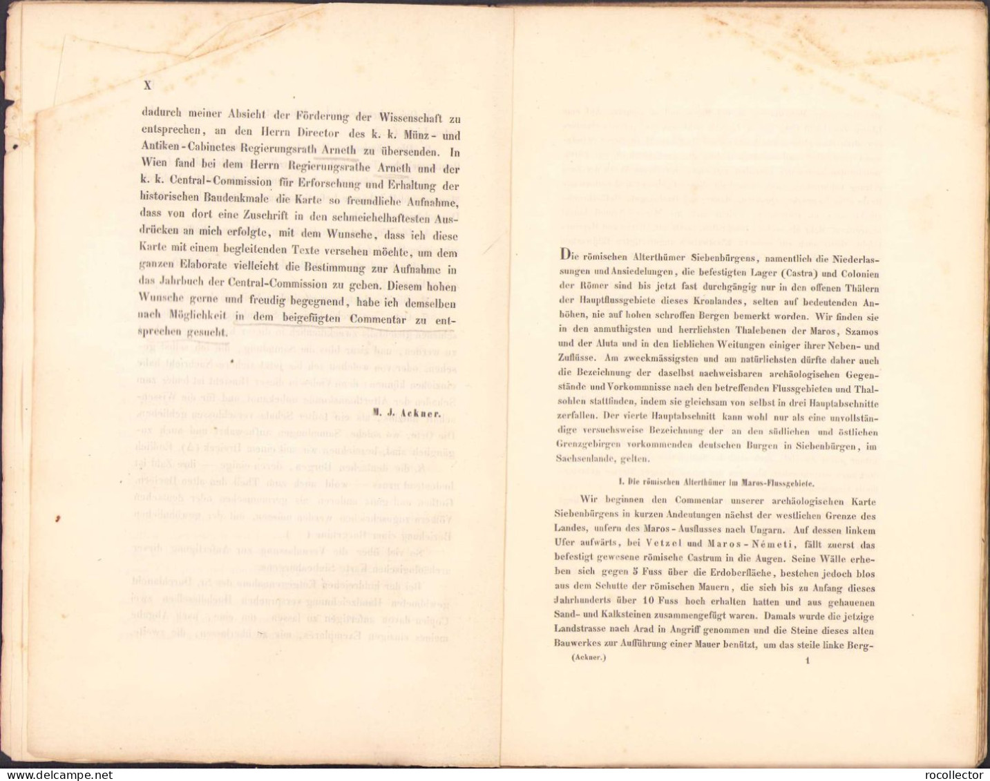 Die Römischen Alterthümer Und Deutschen Burgen In Siebenbürgen Von M. J. Ackner 1857 Wien 85SP - Old Books