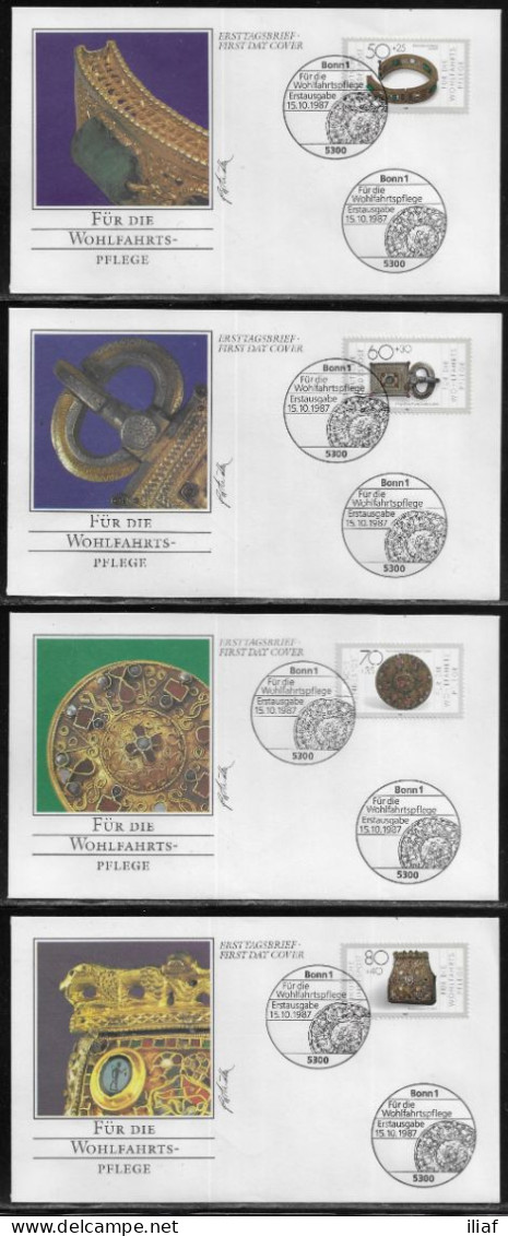 Germany. FDC Mi. 1333-1336.  Welfare: Precious Metal Work. 4 Env.  FDC Cancellation On Cachet Special Envelope - 1981-1990