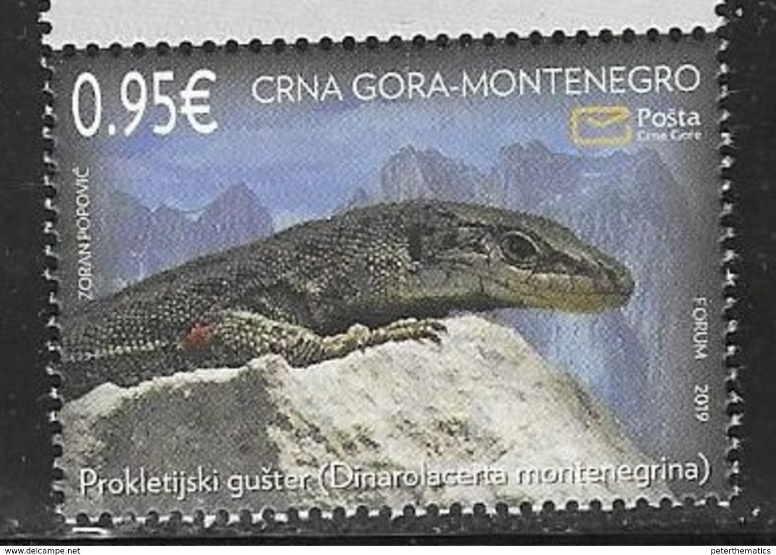 MONTENEGRO, 2019, MNH, LIZARDS, MOUNTAINS, 1v - Autres & Non Classés