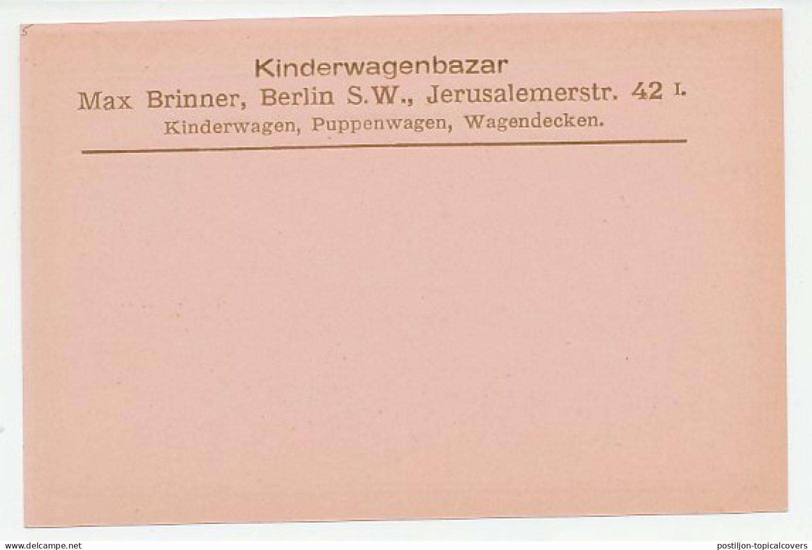 Local Mail Stationery Berlin Baby Carriage - Pram - Doll - Jerusalem - Andere & Zonder Classificatie